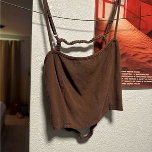 Kendall and Kylie brown open back crop top